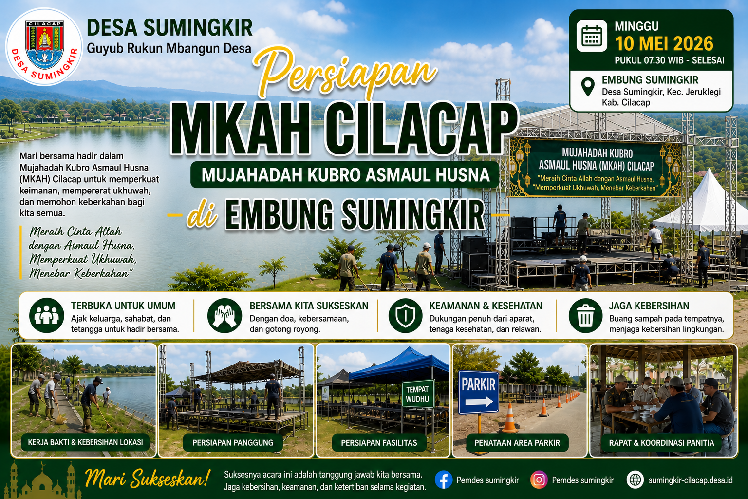 Desa Sumingkir Bersiap Sambut Mujahadah Kubro Asmaul Husna (MKAH) “TOMBO ATI” Cilacap di Embung Sumingkir